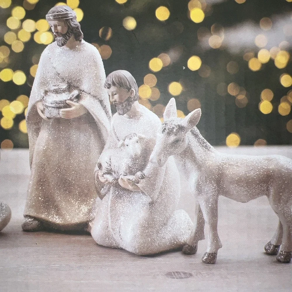 Vintage Kirkland's Wonderland  8pc. Frosted Nativity Set